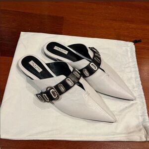 rag & bone White Mules with Black Strap